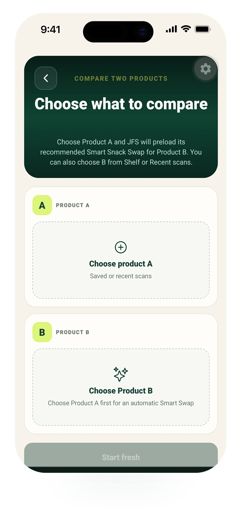 JFS Compare product chooser