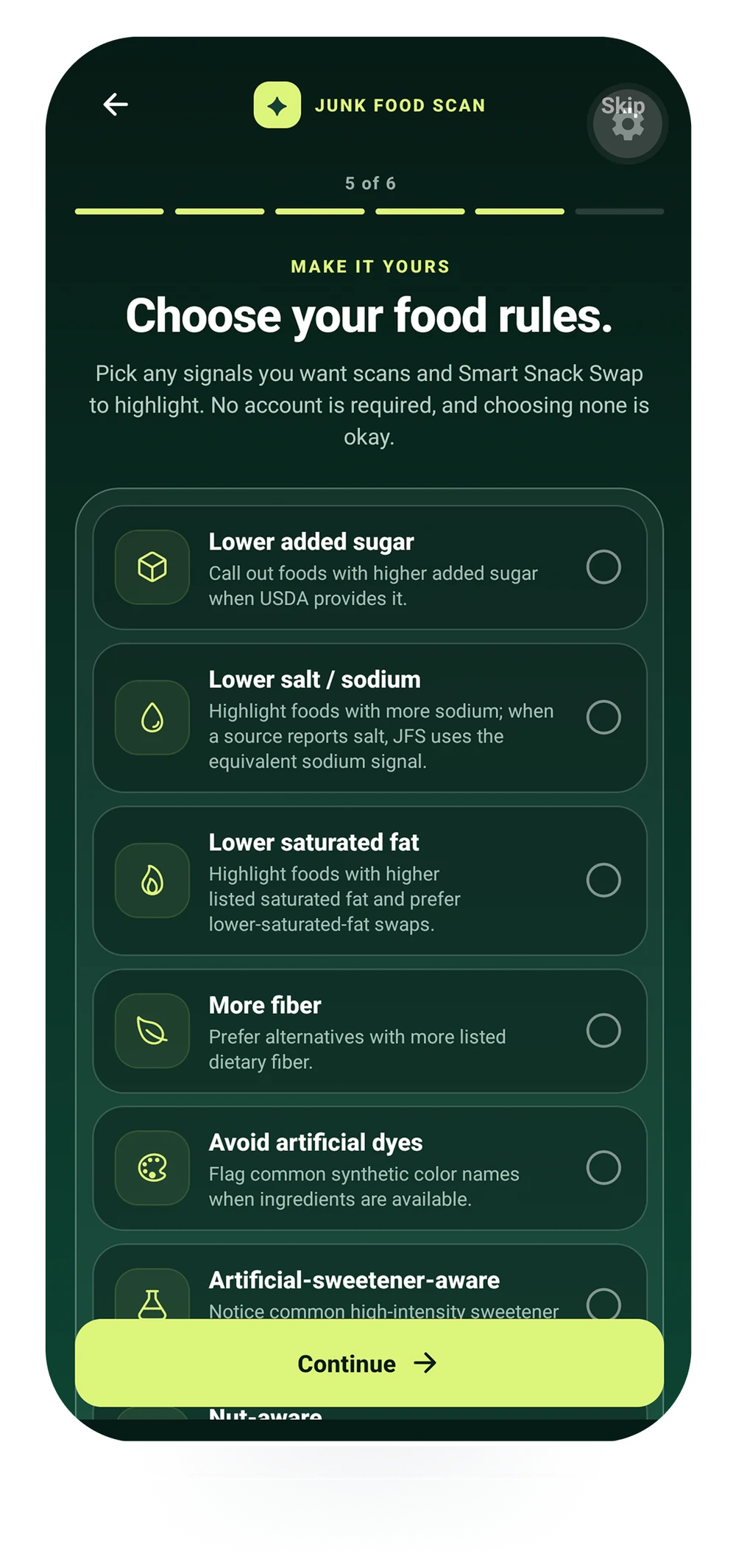 JFS Food Rules Premium screen